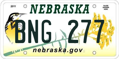 NE license plate BNG277