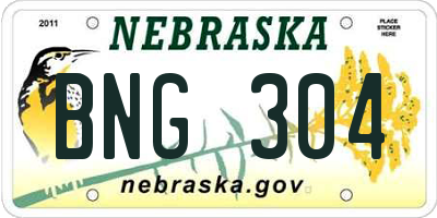 NE license plate BNG304