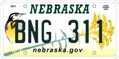 NE license plate BNG311