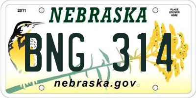 NE license plate BNG314
