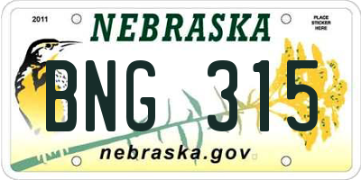 NE license plate BNG315