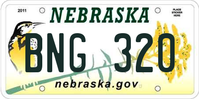 NE license plate BNG320