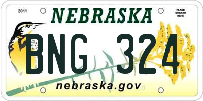 NE license plate BNG324
