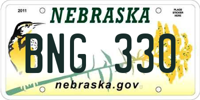 NE license plate BNG330