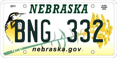 NE license plate BNG332