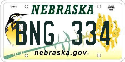 NE license plate BNG334