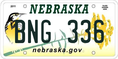 NE license plate BNG336