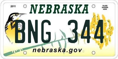 NE license plate BNG344