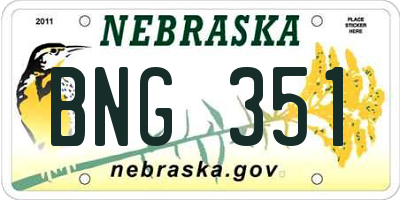 NE license plate BNG351