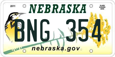 NE license plate BNG354