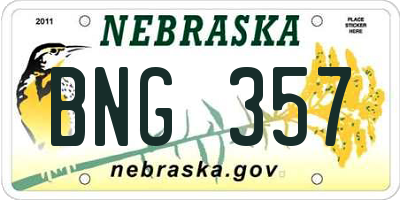 NE license plate BNG357