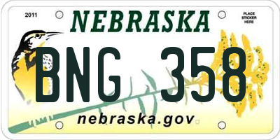 NE license plate BNG358