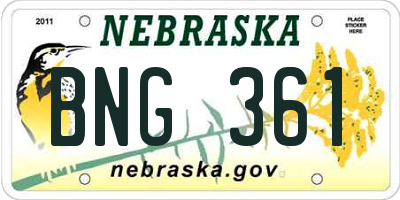 NE license plate BNG361