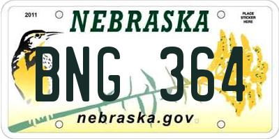 NE license plate BNG364