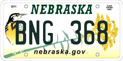 NE license plate BNG368