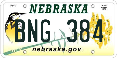 NE license plate BNG384
