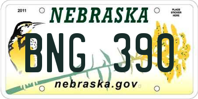NE license plate BNG390