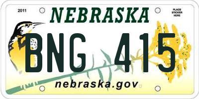 NE license plate BNG415