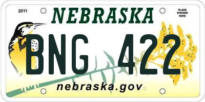 NE license plate BNG422