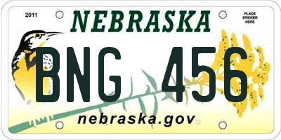 NE license plate BNG456