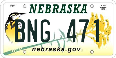 NE license plate BNG471