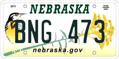 NE license plate BNG473