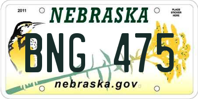 NE license plate BNG475