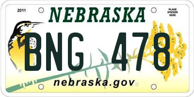 NE license plate BNG478