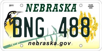 NE license plate BNG488