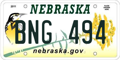 NE license plate BNG494