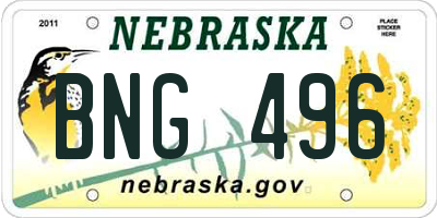 NE license plate BNG496