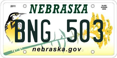 NE license plate BNG503