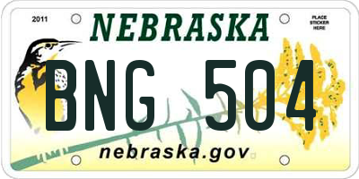 NE license plate BNG504