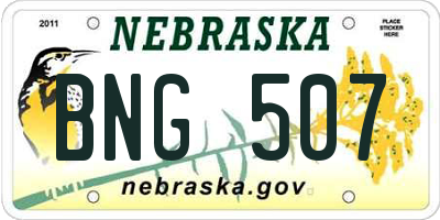 NE license plate BNG507
