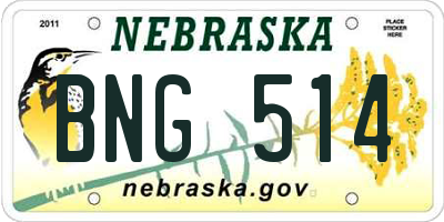 NE license plate BNG514