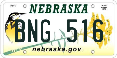 NE license plate BNG516