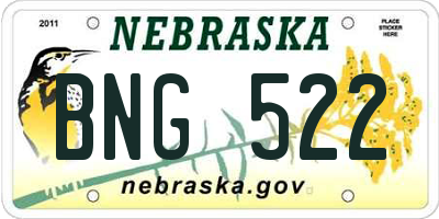 NE license plate BNG522
