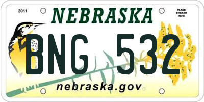 NE license plate BNG532