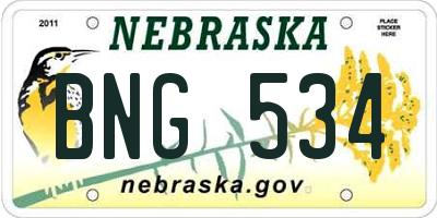 NE license plate BNG534