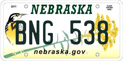 NE license plate BNG538