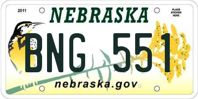 NE license plate BNG551