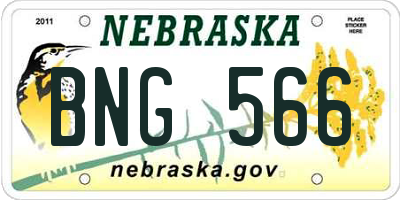 NE license plate BNG566