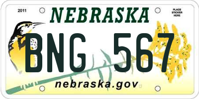 NE license plate BNG567