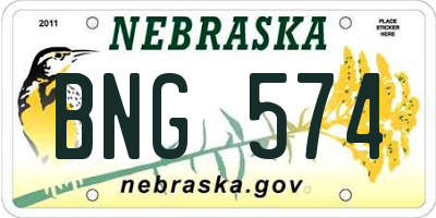 NE license plate BNG574