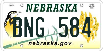 NE license plate BNG584