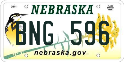 NE license plate BNG596