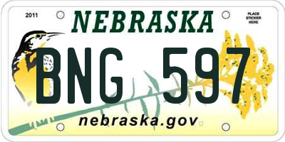 NE license plate BNG597