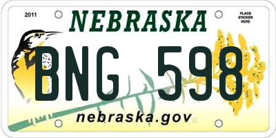 NE license plate BNG598