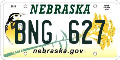 NE license plate BNG627