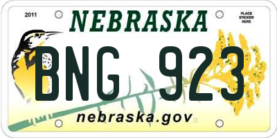 NE license plate BNG923